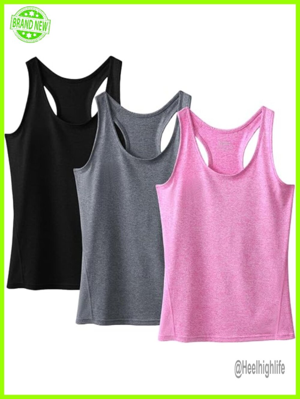 3-Pack Women Racerback Tank Tops Athletic Compression Sleeveless Dry Fit Shirts